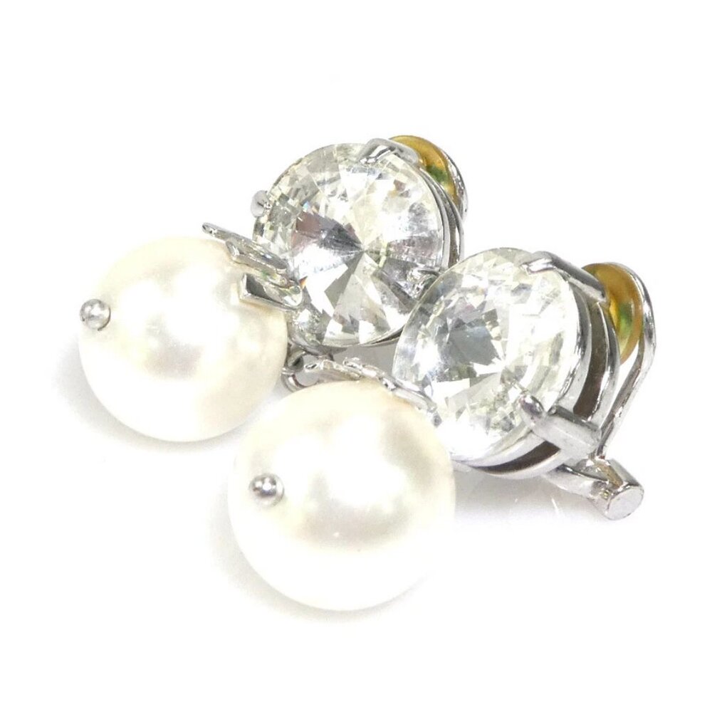 Auth MIU MIU Earrings Silver/White Metal/Faux Pearl - Picture 5 of 10